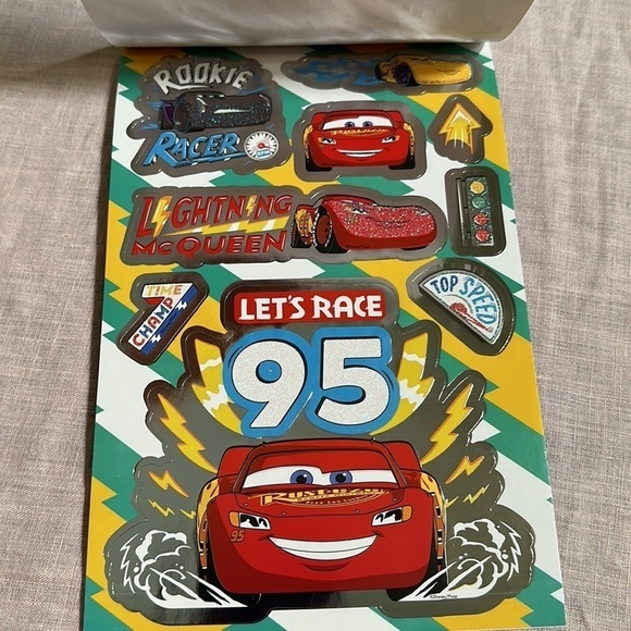 Cars the Movie Lightning McQueen Kachow Stickers HUGE GLITTER STICKERS NEW - Picture 6 of 15